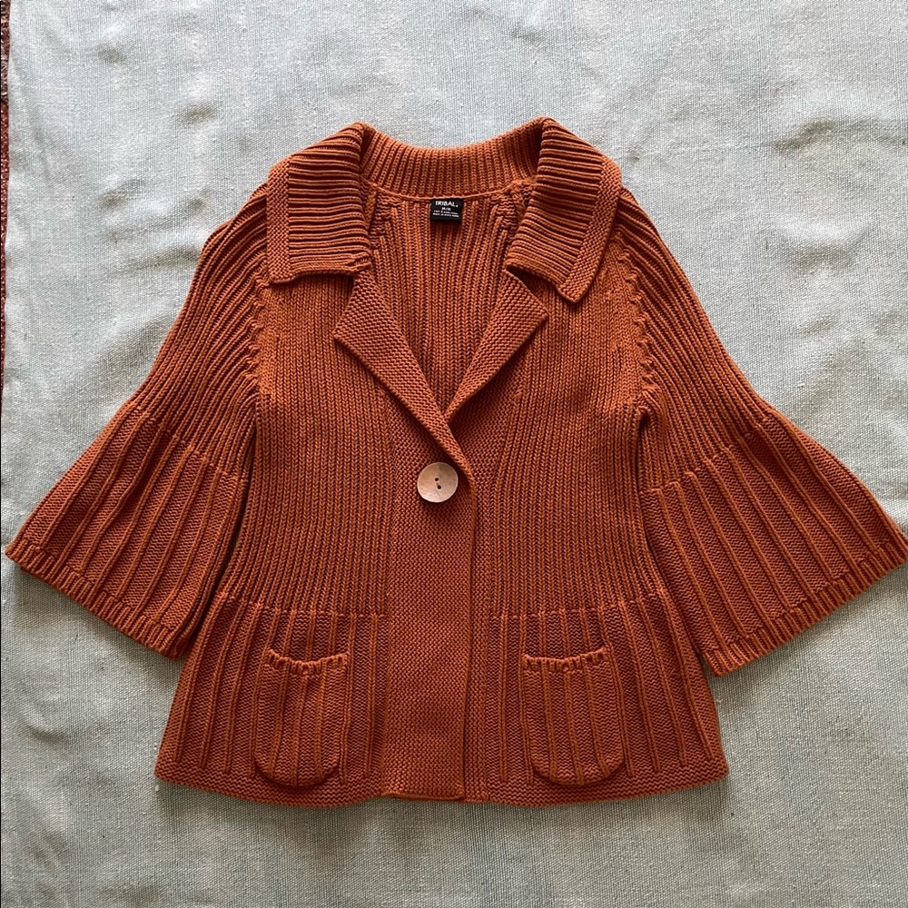 Tribal Womens Cocoa Brown Cardigan Sweater.